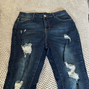 Dark wash skinny jeans denim